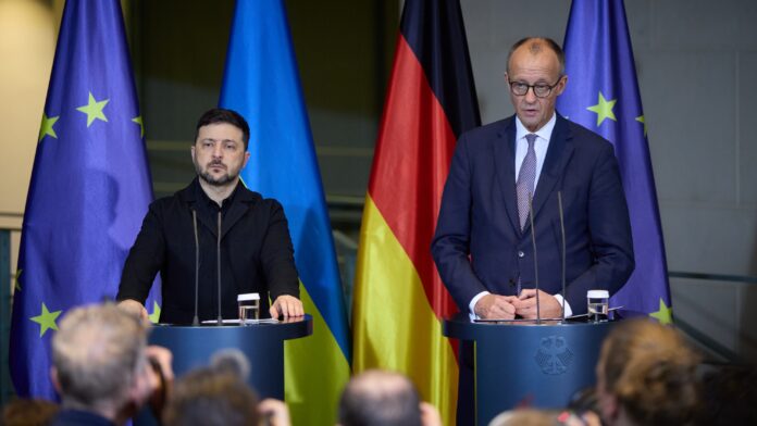 Rozmowy Zełenskiego w Berlinie podczas konferencji prasowej